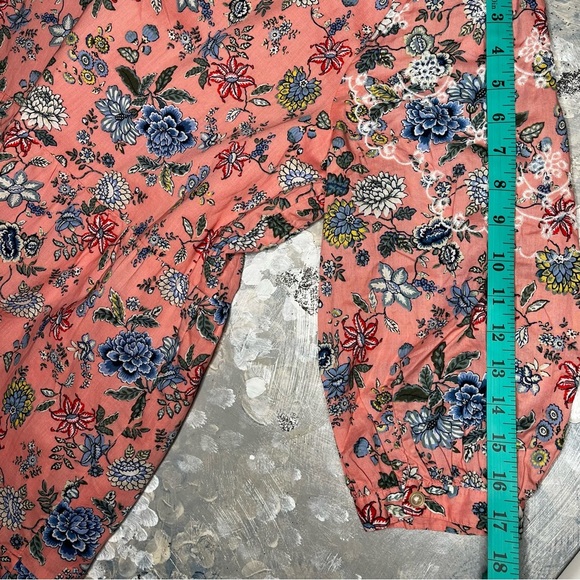 LOFT Pink Floral Swing Dress 3/4 Sleeve Lined Embroidered Scalloped Hem Size 16P - Picture 11 of 12